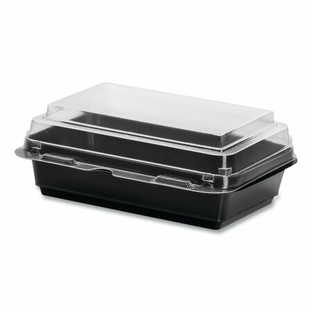SOLO Creative Carryouts Hinged Plastic Hot Deli Boxes, 28 oz, 7.87 x 5.4 x 3, Black/Clear, 200PK 846622-PS94
